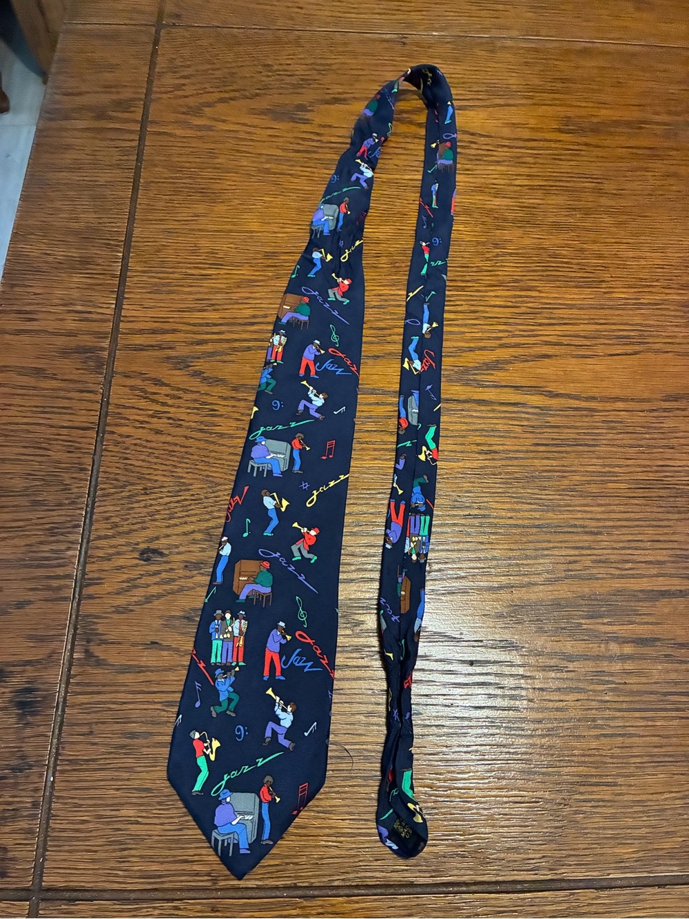 Navy Musical Motif Silk Tie for Men
